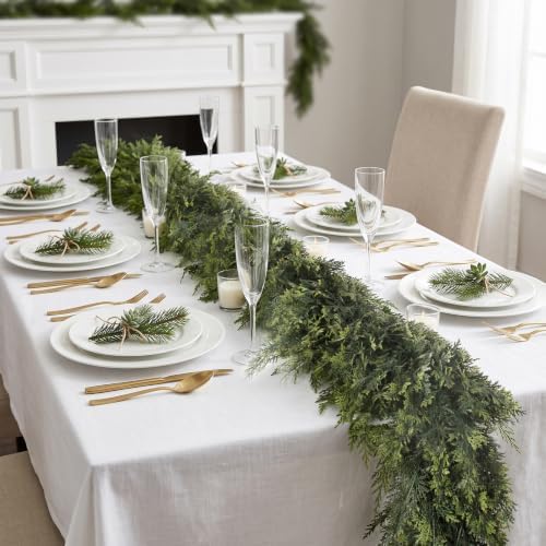 Hananona 9 FT Christmas Garland, 2 Pcs Real Touch Cedar Garlands - Image 6