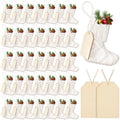 Suhine 36 Set Mini Christmas Knitted Stockings 6'' Neutral Christmas Stocking Rustic Modern Farmhouse Xmas Tree Decor with Wooden DIY Tags Gifts Bulk for Holiday Mantel Party Favor(White) by Suhine