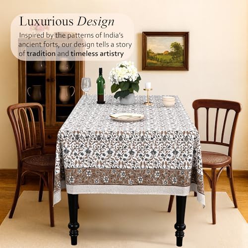 CPC Autumn Vine Tablecloth 100% Cotton 70x108 Inch Indian Block Print Rectangle Table Cover, Table Cloth for Gifting in Weddings, Halloween, Fall, Christmas, Thanksgiving - Image 2