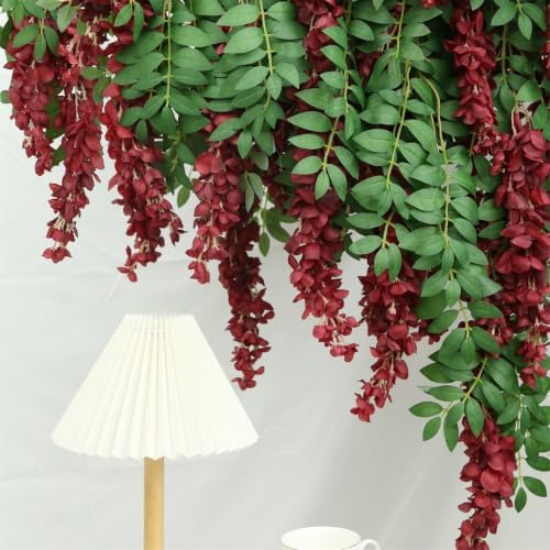 Encrypted Flower Vine Wisteria Artificial Garland Hanging (Wine Red, 2pcs) - Image 6