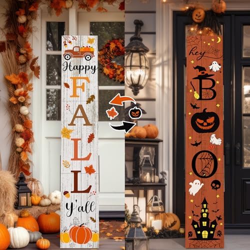 47" Fall Porch Sign Double Side Halloween Boo Porch Outdoor Decor by Memorywuu