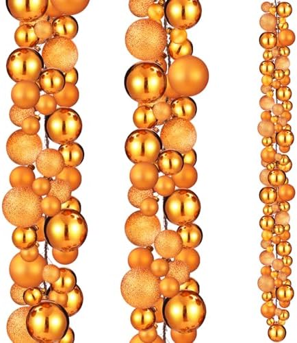 2 Pcs 6 ft Christmas Ball Ornament Garland, Orange by Yuxung