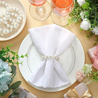Uiifan 150 Pcs Pearl Napkin Rings for Wedding White Silver Beaded Holders - Image 3
