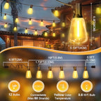 LAMPHOME 4-Pack 26Ft ST38 Outdoor String Lights, Warm Yellow Edison LED Patio Lights with 12+1 Shatterproof Bulbs, Waterproof for Bistro Christmas Party Garden Decor - Image 2