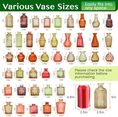 42 Pcs Vases Bulk Colored Glass Bud Vases Set, Assorted Vintage Bud Vases - Image 2