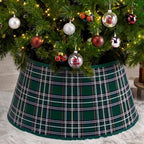 24'' Christmas Tree Collar Blue Green Tartan Plaid Velvet Christmas Decor by Unknown