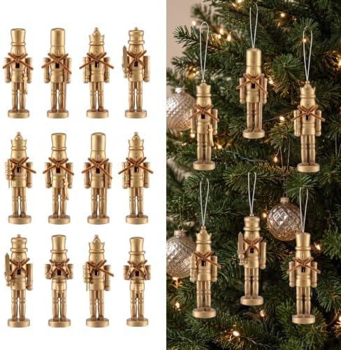 Amyhill 12 Pcs Brass Christmas Nutcracker Ornaments, Wooden Vintage by Amyhill