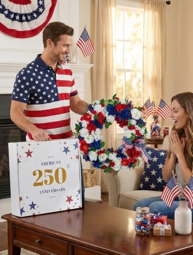 BLOSMON 4th of July Patriotic Wreath for Front Door, 24 Inch - Image 6