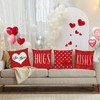 Happy Valentines Day Pillow Covers 24x24 Set of 4 Wedding Anniversary Throw Pillow Covers Red Love Heart Kisses Hugs Be Mine Cushion Covers Pillow Cases for Outdoor Couch Sofa Decoration(24 Inch) - Image 6