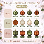 Lunmon 64 Pcs Earthy Christmas Ornaments Olive Green Copper Champagne Gold - Image 3