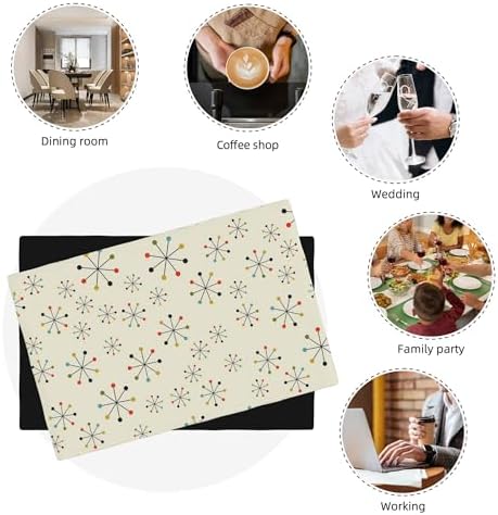 Mid-Century Placemats 12x18 inches, Geometric Abstract 60s Vintage Pattern, Washable, Heat Resistant, Waterproof, Set of 6 - Image 6