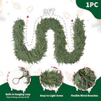 9FT Christmas Cedar Garland, Extra Full Greenery Garland with1200 Cedar Cypress Pine, Real Touch Two-Tone Evergreen Garland for Mantle Fireplace Table Stairs Door Porch, Indoor Outdoor Decorations - Image 2