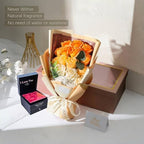 EIGHTOWN Roses Bouquet Artificial Flower - Preserved Orange Rose Flowers with Love Necklace for Her - Unique Gifts Valentine's Day, Mother's Day, Thanksgiving, Birthday, Anniversary - Image 2