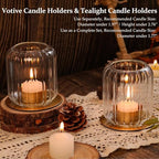 4 PCS Votive Candle Holders, Glass Gold Lantern Fall Style with Metal Base - Image 3