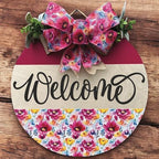 Classroom welcome sign Teacher door sign Gift for Teacher (UV61-Pink Floral Welcome, 15" Width) - Image 2