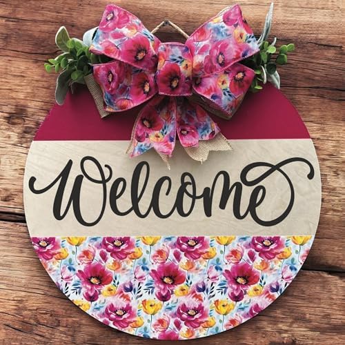 Classroom welcome sign Teacher door sign Gift for Teacher (UV61-Pink Floral Welcome, 22" Width) - Image 2