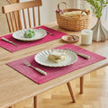 Softalker Faux Linen Cloth Placemats Set of 12-12 x 18 Inch, Pink - Image 2