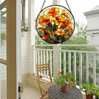 Orange Calendula Flower Stained Glass Window Hanging Suncatcher Gifts 9.8" - Image 5