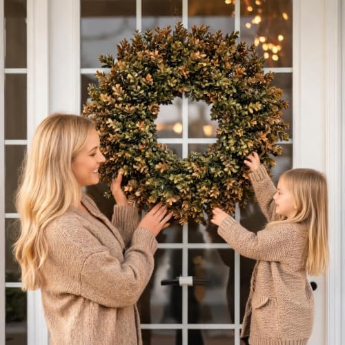 Fall Home Decor 26'' Large Artificial Fall Boxwood Wreaths for Front Door - Image 7