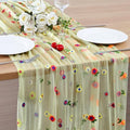 6PCS Green Floral Table Runner 10 FT, Embroidery Daisy Table Runners Seasonal Spring Summer Sheer Tulle Dining Table Decor for Home Party Birthday Decor 29x120 Inch by Hugestar