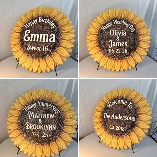 Personalized Family Name Sign, Custom Faux Carved Wood Sunflower Wall Decor, "Let the Sunshine In" Plaque, Flat MDF Board with Realistic 3D Floral Print (Not Real Wood), Country Farmhouse Art - Image 2