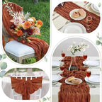 6 Pack Fall Table Runner Terracotta Cheesecloth 35×120 Inch Boho Home Decor - Image 4