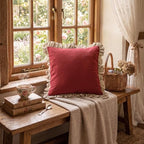 patdrea Vintage Red Linen Throw Pillow Covers,Set of 2,22"x22"-Kubum - Image 7