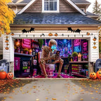 7x16ft Funny Halloween Garage Door Banner Decor, Skeleton Pooping on Toilet - Image 6