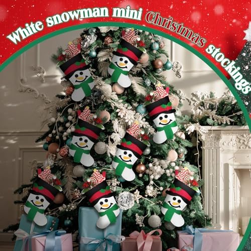 Geyoga 48 Pcs Black White Mini Christmas Stockings, Snowman Stockings Bulk - Image 3