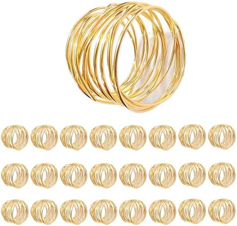 Gold Napkin Rings - 24 PCS Metal Napkin Rings(Twisted Wire) by FORESRUM