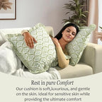 CPC Fern Regal Hand Block Print 100% Cotton Ruffle Throw Pillow Cover 24x24 inch with Hidden Zipper Decorative for Couch, Bed, Sofa, Farmhouse, Cottagecore Decor Gift Christmas Fall Thanksgiving - Image 5