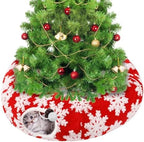 Cat Tunnel Christmas Tree Skirt for 5-7.5ft Trees - Prevent Christmas Tree Falling, Snowflake Patterns Warm Soft Cat Tube Bed with Anti-Slip Mat by MEWTOGO