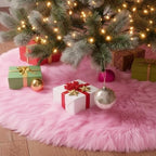 CHICHIC 60 inch Christmas Tree Skirt Faux Fur Xmas Tree Skirt Christmas Decorations Holiday Tree Ornaments Tree Decoration for Christmas Home Decorations, Xmas Party Holiday Decorations, Pink - Image 4