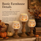 Rustic White Pumpkin Candle Holder Set Fall Decor for Thanksgiving Party - Image 3