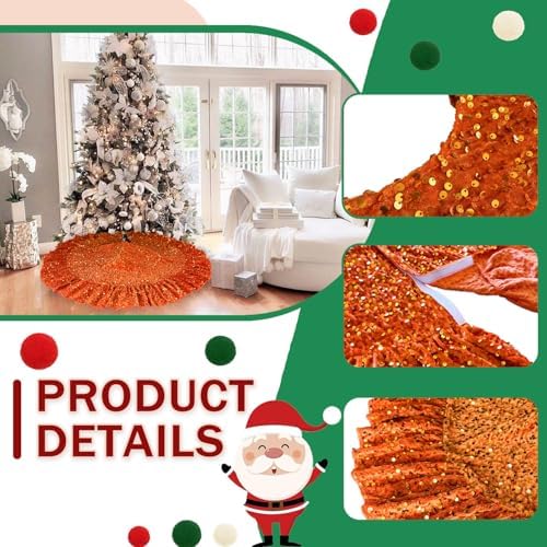 Fall Tree Skirt 45 Inch Orange Christmas Tree Skirt Ruffle - Image 2