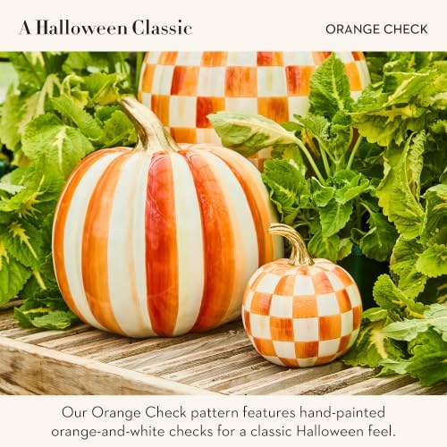 MACKENZIE-CHILDS Resin Pumpkin, Mini, Orange-and-White Orange Check - Image 3