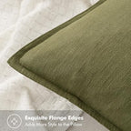 MIULEE Decorative Linen Euro Sham Pillow Covers 26x26 Inch Green - Image 2