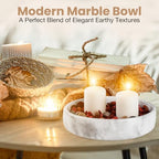 FNTSTICGOODS Marble Decorative Bowl - 7.5" White/Grey Solid Marble Centerpiece - Handmade Stone Fruit Bowl - Catch-All or Key Bowl for Kitchen - Modern Minimalist Decor - Image 5
