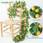 Mizii Artificial Lemon Garland 6FT Fake Fruit Lemons Garland Hanging Vines with Green Leaves Greenery Decorations for Kitchen Table Centerpieces Room Wall Party Wedding Birthday Decor (Lemon) - Image 2