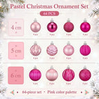 Lunmon 64 Pcs Pink Christmas Ball Ornaments Hot Pink Rose Red Xmas Bulbs Ornament 1.6/1.97/2.4 Inch Plastic Hanging Decoration Assorted Size Christmas Decorations for Tree Home Wreath Party Supplies - Image 3