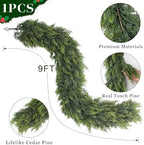 Lifelike Touch Artificial Cedar Garland for Christmas Decor(9FT,1 PCS) - Image 5