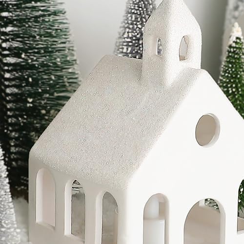 Christmas Decorations - Village Sets of 5 Lighted Ceramic Houses & 9 Trees - Image 5