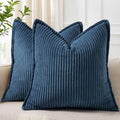 decorUhome Fall Corduroy Navy Blue Throw Pillow Covers 26x26 Set of 2 by decorUhome