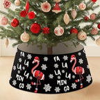 Christmas Flamingo Tree Collar with LED Light Black Tree Skirt Ring Base Cover for Christmas Trees Decoration Holiday Indoor Outdoor - Image 2
