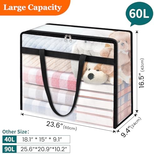 TasticTotes 8 Pack Clear Storage Bags for Comforter, Clothes & Bedding, 60L - Image 2