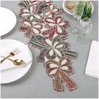 CLEENTABLE Christmas Beaded Table Runner, Red & White, 13x36 by CLEENTABLE