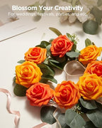 InnoGear Artificial Flowers, 100 Pcs Shades of Orange Rose Foam Fake Roses Bulk with Stems for Autumn Fall Decoration DIY Wedding Bouquets Centerpieces Bridal Shower Party Christmas Tree - Image 4