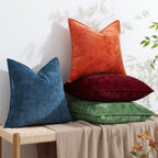 decorUhome Chenille Wine Red Velvet Throw Pillow Covers 24x24 Set of 2 - Image 5