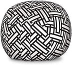 Ambesonne Black and White Storage Toy Bag Chair, Monochrome Interlocking Stripes Pattern with Modern Abstract Inspirations, Stuffed Animal Organizer Washable Bag, Large Size, White Black by Ambesonne