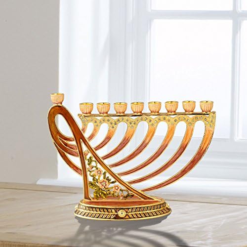Matashi Hand Painted Enamel Menorah Candelabra Modern Design - Image 2
